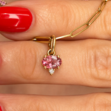 ROSA TURMALIN & DIAMANT – Anhänger – 14 K Gold