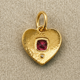 PINK SPINEL HEART – pendant  – 14 k gold