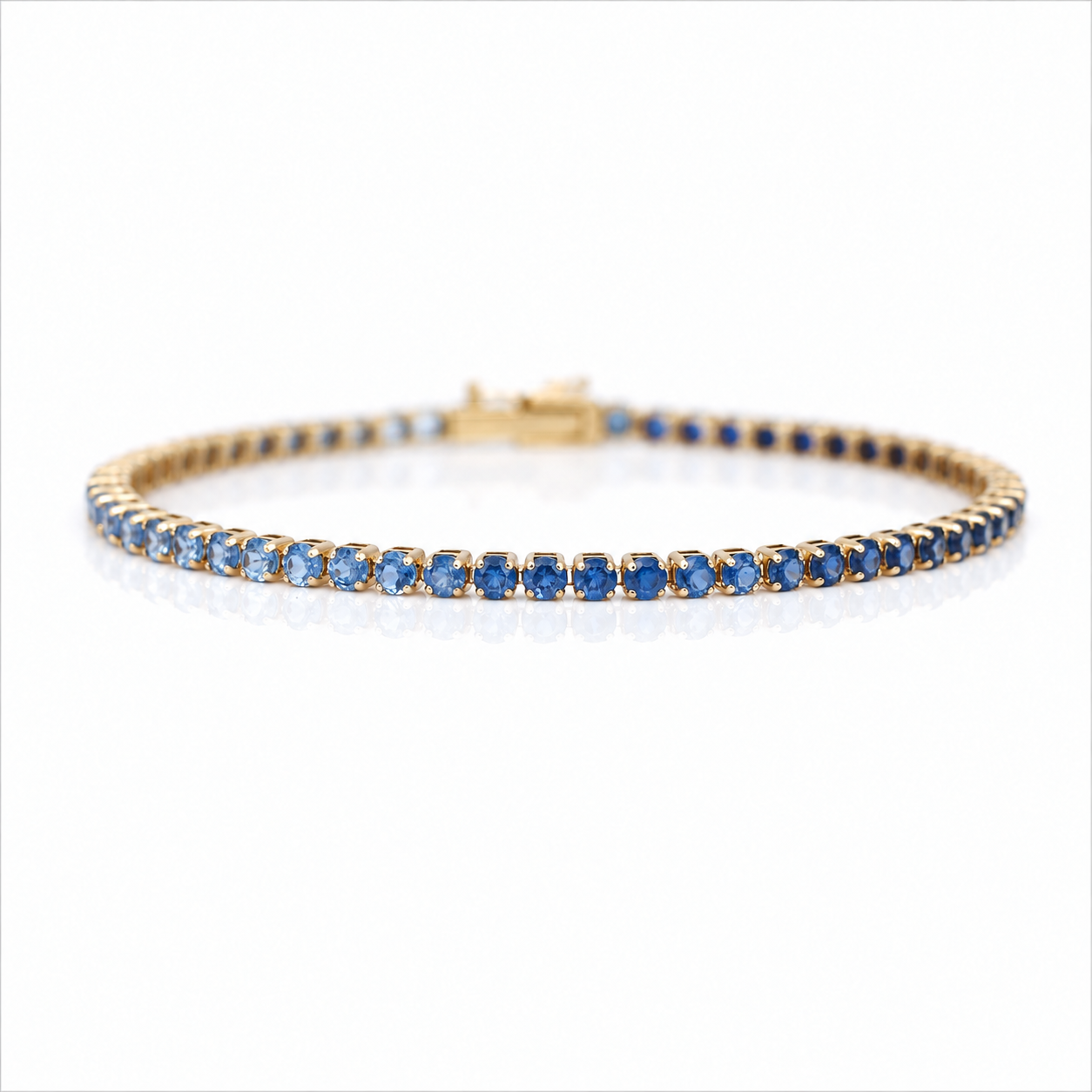 BLUE SAPPHIRE OMBRÉ – Tennis Bracelet – 14 k gold