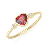 Pigeon Red Spinel Heart Ring – Natural Diamonds, 18K Gold