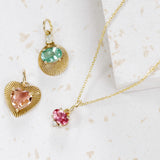 PFIRSICHTOURMALIN HERZ – Anhänger – 14 K Gold