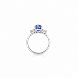 SIGNATURE RING — Natural Blue Sri Lanka Sapphire & Diamonds, 18 K White Gold