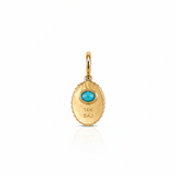 NATURAL TURQUOISE & DIAMOND – pendant – 14 K gold