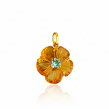 GOLDEN BLOOM – citrine & topaz pendant – 18 k gold