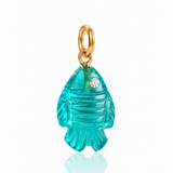 Mini Lucky Fish Charm – Paraiba Blue Quartz