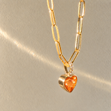 Mandarin Garnet Heart Pendant – 18K Gold