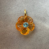 GOLDEN BLOOM – Citrine & London Blue Topaz Pendant in 18k Gold