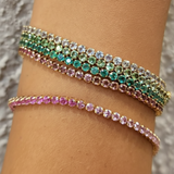 ALEXANDRITE & PINK SAPPHIRE – Tennis Bracelet – 14 k gold