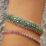 ALEXANDRITE & PINK SAPPHIRE – Tennis Bracelet – 14 k gold