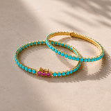 TURQUOISE GLOW – natural sapphire bracelet – 14 k gold