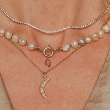 PINK SAPPHIRE MOON – 14K Gold Pendant