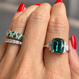 LAGOON TOURMALINE RING — Natural Lagoon Tourmaline & Baguette Diamonds, 18K White Gold