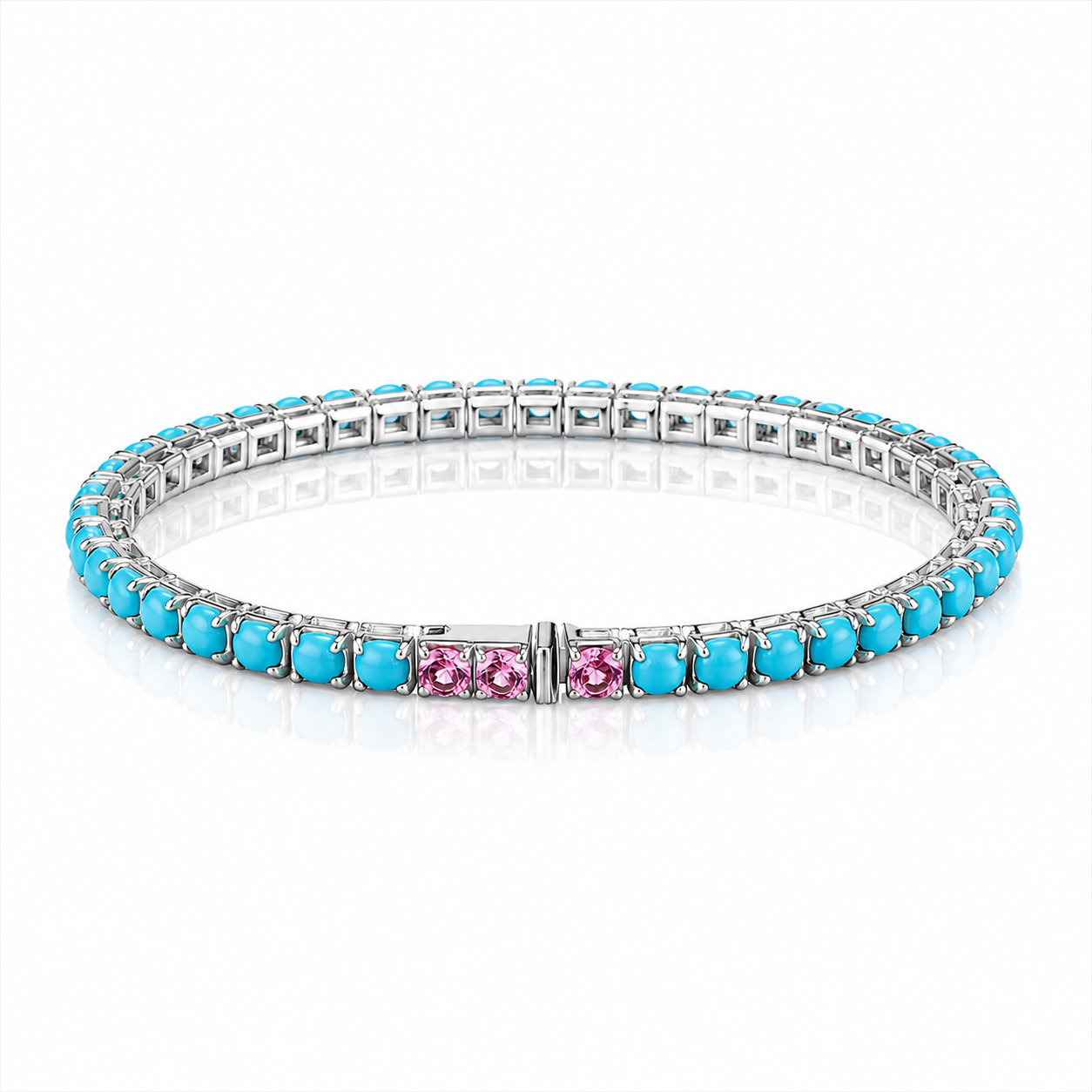 TURQUOISE GLOW – tennis bracelet – silver & vermeil
