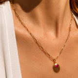 PINK TOURMALINE & ORANGE SAPPHIRE – pendant – 14 K gold