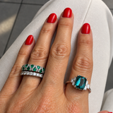 LAGOON TOURMALINE RING — Natural Lagoon Tourmaline & Baguette Diamonds, 18K White Gold