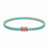 TURQUOISE GLOW – natural sapphire bracelet – 14 k gold