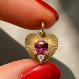 PINK SPINEL HEART – pendant  – 14 k gold