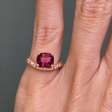 SCULPTURAL RING — Natural Rhodolite Garnet & Diamonds, 14K Rose Gold