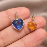 MANDARIN GARNET HEART — Natural Mandarin Garnet & Diamonds — 18K Yellow Gold