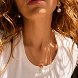 PINK TOURMALINE & ORANGE SAPPHIRE – pendant – 14 K gold