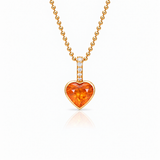 MANDARIN GARNET HEART — Natural Mandarin Garnet & Diamonds — 18K Yellow Gold