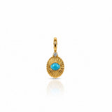 NATURAL TURQUOISE & DIAMOND – pendant – 14 K gold