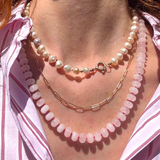 ROSE LIGHT – rose quartz necklace – 14 k gold
