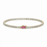 ALEXANDRITE & PINK SAPPHIRE – Tennis Bracelet – 14 k gold