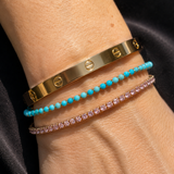 TURQUOISE GLOW – natural sapphire bracelet – 14 k gold