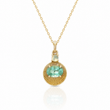NATURAL GREEN TOURMALINE & OPAL – pendant – 14 K gold