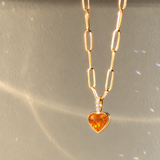 Mandarin Garnet Heart Pendant – 18K Gold