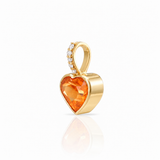 MANDARIN GARNET HEART — Natural Mandarin Garnet & Diamonds — 18K Yellow Gold