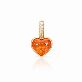 MANDARIN GARNET HEART — Natural Mandarin Garnet & Diamonds — 18K Yellow Gold