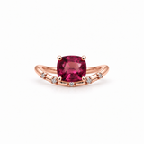 SCULPTURAL RING — Natural Rhodolite Garnet & Diamonds, 14K Rose Gold