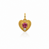 PINK SPINEL HEART – pendant  – 14 k gold