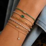 EMERALD & DIAMOND – Tennis Bracelet – 14 k gold