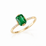 MUSE RING — Natural Tsavorite & Diamonds, 14K Yellow Gold