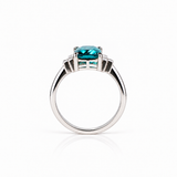 LAGOON TOURMALINE RING — Natural Lagoon Tourmaline & Baguette Diamonds, 18K White Gold