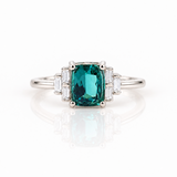 LAGOON TOURMALINE RING — Natural Lagoon Tourmaline & Baguette Diamonds, 18K White Gold