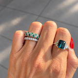 LAGOON TOURMALINE RING — Natural Lagoon Tourmaline & Baguette Diamonds, 18K White Gold