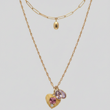 PINK SPINEL HEART – pendant  – 14 k gold