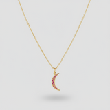 PINK SAPPHIRE MOON – Pendant in 14 Kt Gold