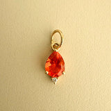 MEXICAN FIRE OPAL – charm – 14 K gold & diamond
