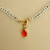 MEXICAN FIRE OPAL – charm – 14 K gold & diamond