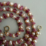 RADIANT GRACE – Pink Tourmaline & Rose Pearl Necklace 14K Gold